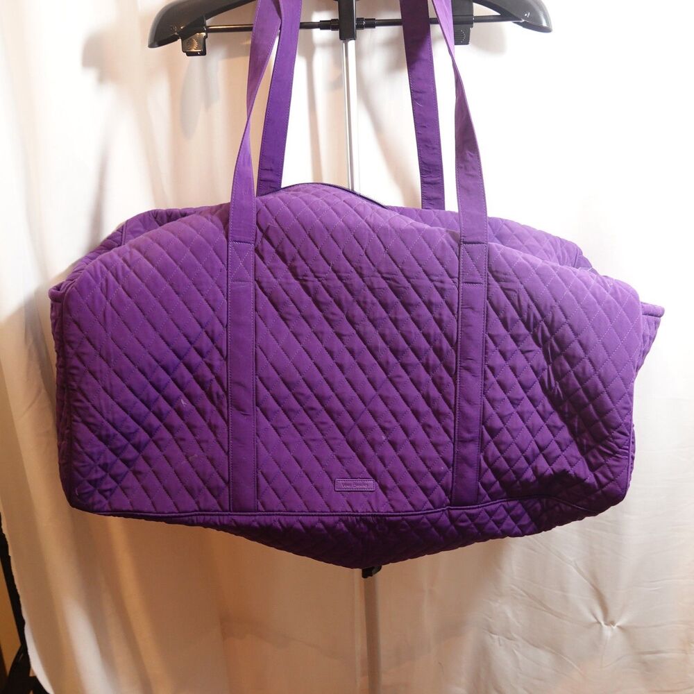 Vera Bradley Large Duffel Bag in "Plum" Pattern Purple Gym Bag Quilted Cloth